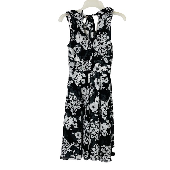 WHBM Floral Print Ruffled Halter Dress-black, white - Picture 5 of 9